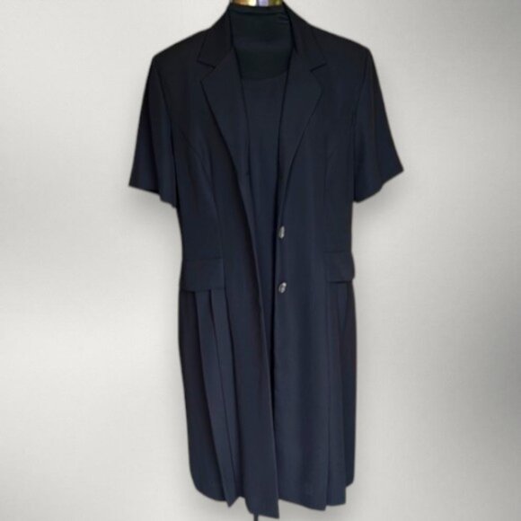 Vintage Fattaneh Bahari 2 Piece Black Blazer Dress Size 16 - Picture 3 of 15